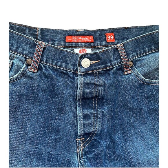 Y2K Ed Hardy Christian Audigier White Tiger Embroidered Button Fly Jeans - Picture 7 of 9